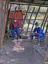 Rwandan Miners Panning For Precious Metals Royalty Free Stock Photo