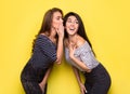 Rwo beautiful girls telling each other secret Royalty Free Stock Photo