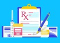 Rx medical prescription with bottles therapy pills Royalty Free Stock Photo
