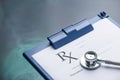 RX medical prescription form Stethoscope Royalty Free Stock Photo