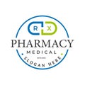 RX pharmacy capsule drug logo Emblem Vector Design, Drug Choice, drug store, vector logo template