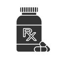 Rx pill bottle glyph icon