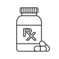 RX pill bottle linear icon