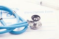 RX prescription form and stethoscope Royalty Free Stock Photo