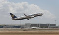 Ryanair airliner takes off from mallorca airport