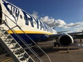 Ryanair airlines aircraft logo and blue sky