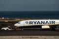 Ryanair airplane ahead of departure in runaway