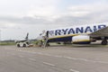 Ryanair airplane at airport in Memmingen, Germany