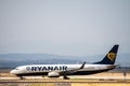 A Ryanair airplane on the runway at Adolfo Suarez Madrid Barajas Airport Royalty Free Stock Photo