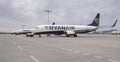 Ryanair airplanes grounded at Vaclav Havel airport Prague PRG during coronavirus disease Covid-19 stopping an operations Royalty Free Stock Photo