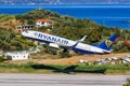 Ryanair Boeing 737-800 airplane at Skiathos Airport in Greece