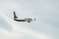 Ryanair Boeing 737-8AS airplane in the sky. Flying passenger plane. Riga International Airport, Marupe, Latvia - 08 Jul 2022