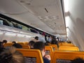 RyanAir Boeing 737-800 interior in Hamburg Royalty Free Stock Photo