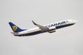 Ryanair Boing 737 taking off at Tenerife south Airport on a cloudy day