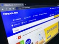 Ryanair low cost airline web page on a computer screen Royalty Free Stock Photo