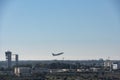 A Ryanair passenger airplane taking off