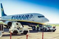 Ryanair plane in airport