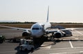 Ryanair plane boeing 737 8AS before flight preparation. Ryanair is biggest budget low-cost airline in the world