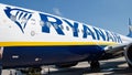 Ryanair plane on the tarmack in sunny Alicante Royalty Free Stock Photo