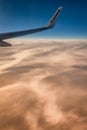 Ryanair wing at sunset Royalty Free Stock Photo
