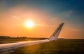 Ryanair wing at sunset