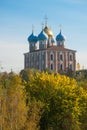 Ryazan Kremlin on autumn - ansamble of ortodox church Royalty Free Stock Photo