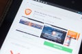 Ryazan, Russia - April 19, 2018 - Brave Browser - Fast AdBlocker icon on the list of mobile apps.