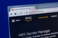 Ryazan, Russia - April 16, 2018 - Homepage of Amazon Web Services - AWS website on the display of PC. Royalty Free Stock Photo