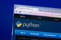 Ryazan, Russia - April 29, 2018: Homepage of Python website on the display of PC, url - Python.org