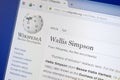 Ryazan, Russia - August 19, 2018: Wikipedia page about Wallis Simpson on the display of PC. Royalty Free Stock Photo