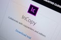 Ryazan, Russia - July 11, 2018: Adobe InCopy, software logo on the official website of Adobe. Royalty Free Stock Photo