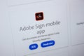 Ryazan, Russia - July 11, 2018: Adobe Sign mobile app, software logo on the official website of Adobe.