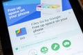 Ryazan, Russia - July 03, 2018: Files Go by Google: Free up space on your phone mobile app on the display of tablet PC.
