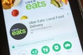 Ryazan, Russia - July 03, 2018: Uber Eats: Local Food Delivery mobile app on the display of tablet PC. Royalty Free Stock Photo