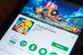 Ryazan, Russia - March 21, 2018 - Clash of Clans mobile app on the display of tablet PC. Royalty Free Stock Photo