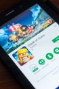 Ryazan, Russia - March 21, 2018 - Clash of Clans mobile app on the display of tablet PC. Royalty Free Stock Photo