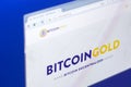 Ryazan, Russia - March 29, 2018 - Homepage of Bitcoin Gold cryptocurrency on PC display, web address - bitcoingold.org.