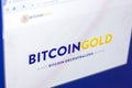 Ryazan, Russia - March 29, 2018 - Homepage of Bitcoin Gold cryptocurrency on PC display, web address - bitcoingold.org.