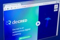 Ryazan, Russia - March 29, 2018 - Homepage of Decred crypto currency on the PC display, web address - decred.org.