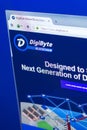 Ryazan, Russia - March 29, 2018 - Homepage of DigiByte crypto currency on the display of PC, web address - digibyte.co