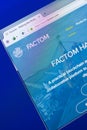 Ryazan, Russia - March 29, 2018 - Homepage of Factom crypto currency on the PC display, web address - factom.com.