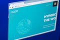 Ryazan, Russia - March 29, 2018 - Homepage of Icon cryptocurrency on PC, web adress - icon.foundation.