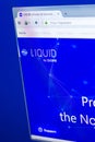 Ryazan, Russia - March 29, 2018 - Homepage of Liquid cryptocurrency on the PC display, web address - liquid.plus.