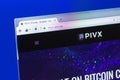 Ryazan, Russia - March 29, 2018 - Homepage of PIVX crypto currency on a PC display, web address - pivx.org.