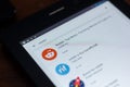 Ryazan, Russia - March 21, 2018 - Reddit icon in the list of mobile apps. Royalty Free Stock Photo