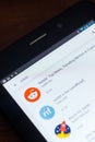Ryazan, Russia - March 21, 2018 - Reddit icon in the list of mobile apps. Royalty Free Stock Photo