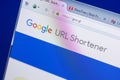 Ryazan, Russia - May 13, 2018: Google url shortener website on the display of PC, url - Goo.gl