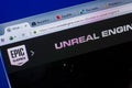 Ryazan, Russia - May 20, 2018: Homepage of UnrealEngine website on the display of PC, url - UnrealEngine.com.
