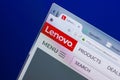 Ryazan, Russia - May 13, 2018: Lenovo website on the display of PC, url - Lenovo.com. Royalty Free Stock Photo