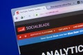 Ryazan, Russia - May 13, 2018: SocialBlade website on the display of PC, url - SocialBlade.com.